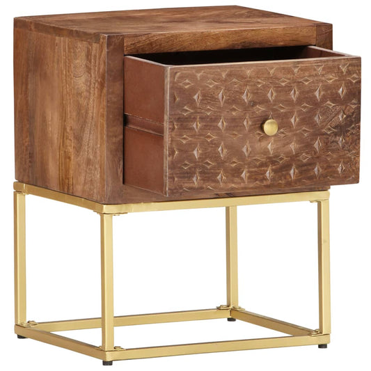 Mesita De Noche De Madera Maciza De Mango 40x30x50 Cm_0