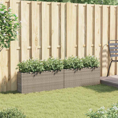 Jardineras Con 2 Maceteros 2 Uds Ratán Pe Gris 90x20x40 Cm_2