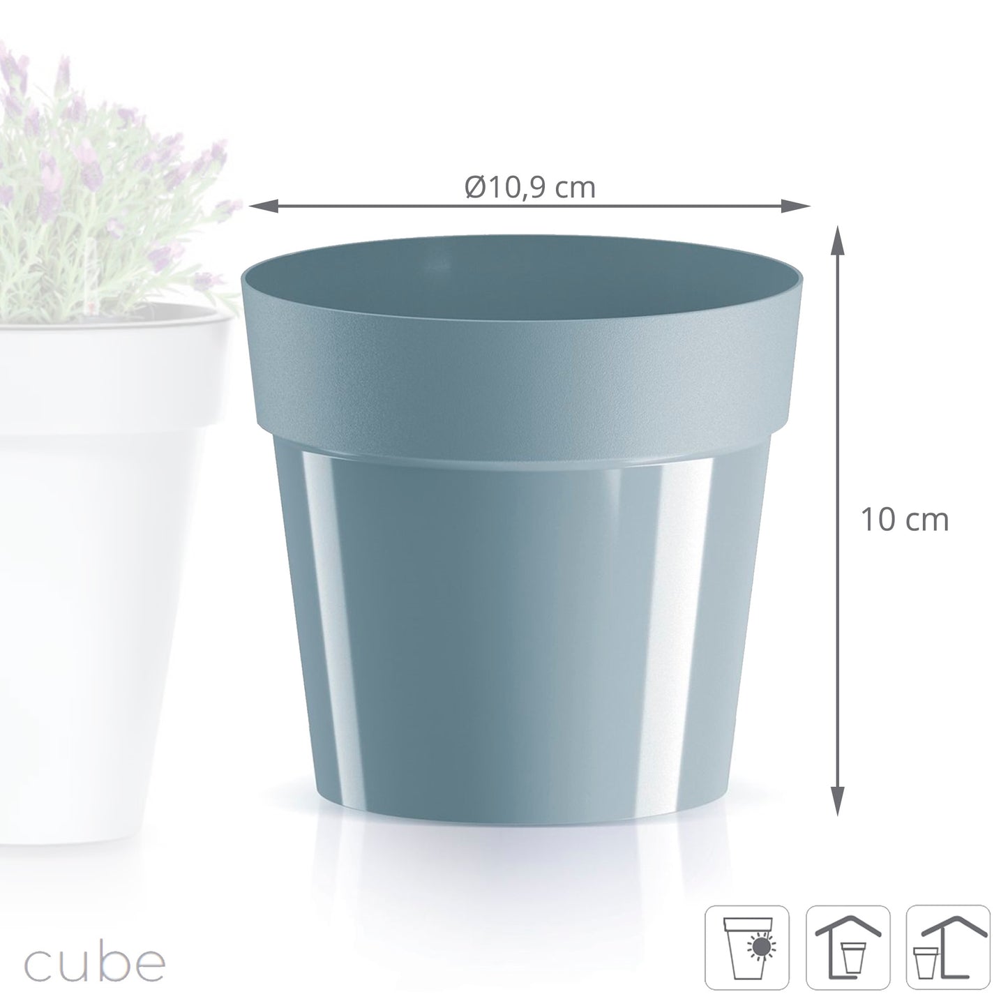 Maceta Cube Basic , Dimensiones (mm) 109x109x100, Color Gris Claro