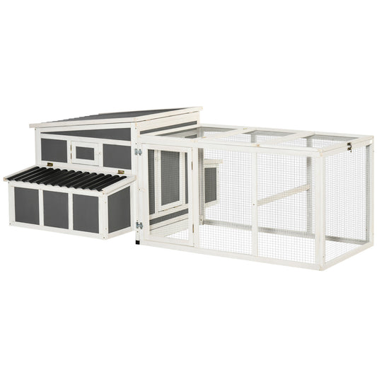 Pawhut Gallinero De Madera Exterior 225x147x85,5cm Para 6-8 Gallinas Con Corral_0