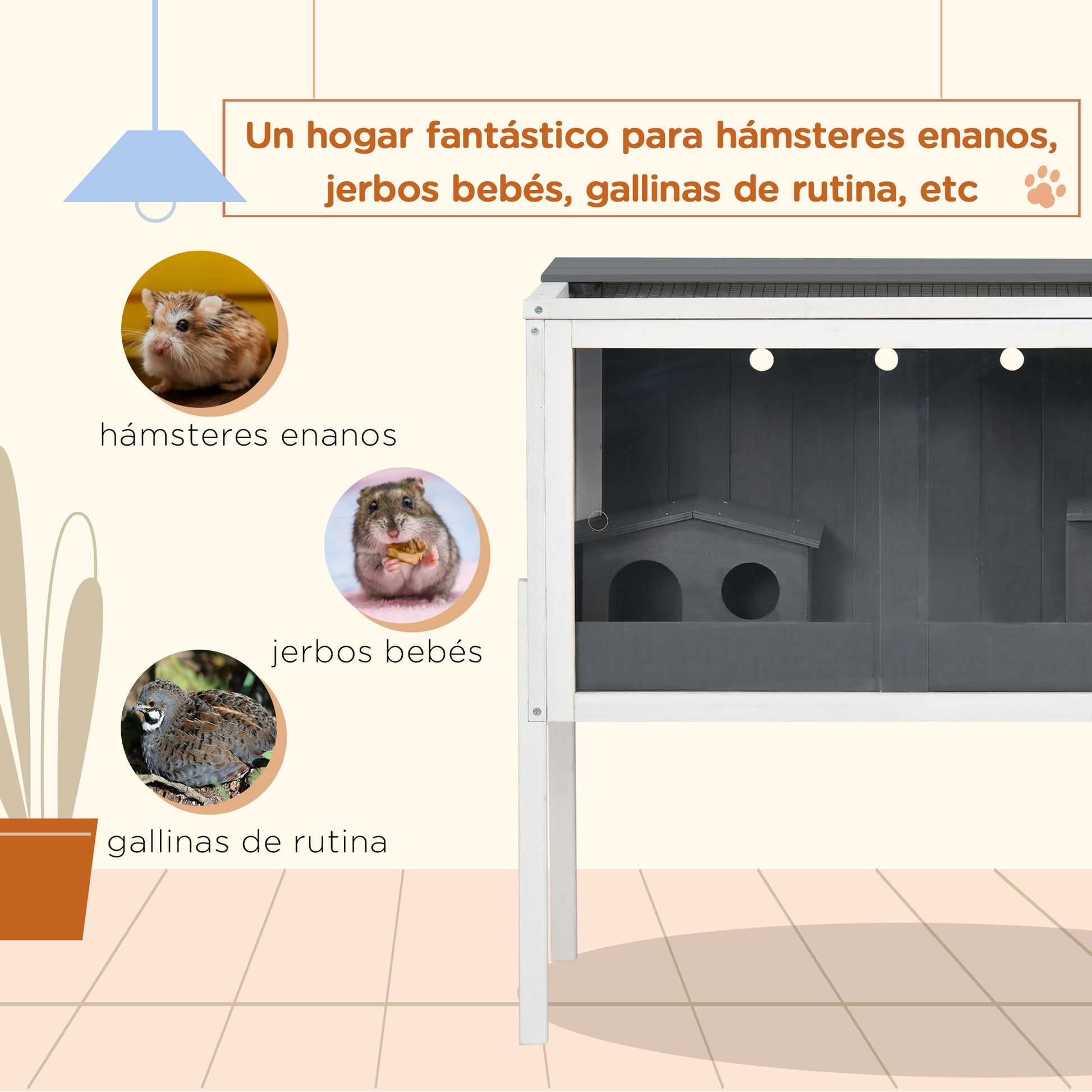 Pawhut Jaula Para Hámster De Madera 82x45x81 Cm Con 2 Puertas De Acrílico Gris_3
