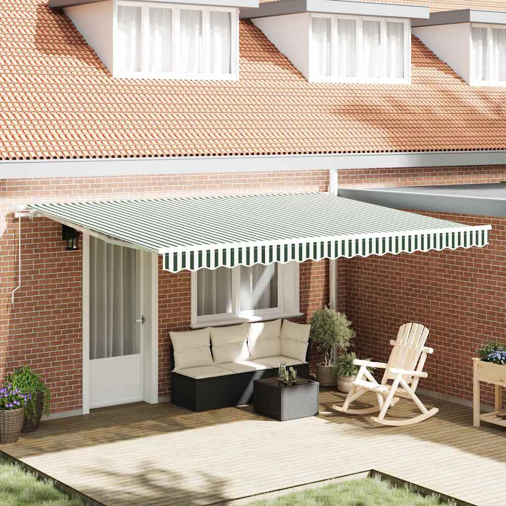 Toldo Retráctil Verde Y Blanco 450 X 350 X 165 Cm_1