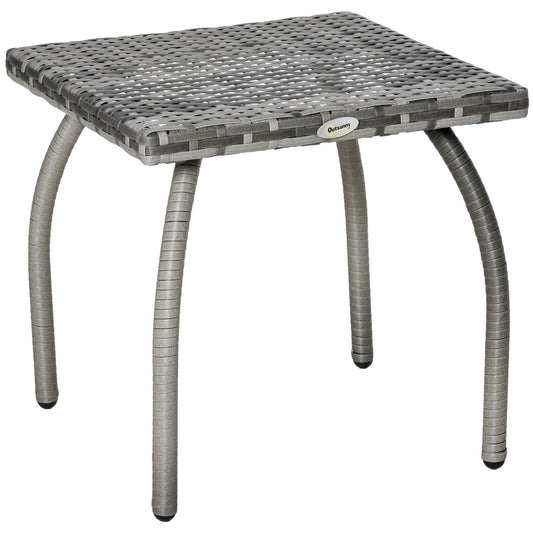 Outsunny Mesa De Jardín De Ratán Con Patas De Metal 45x45x44 Cm Gris_0