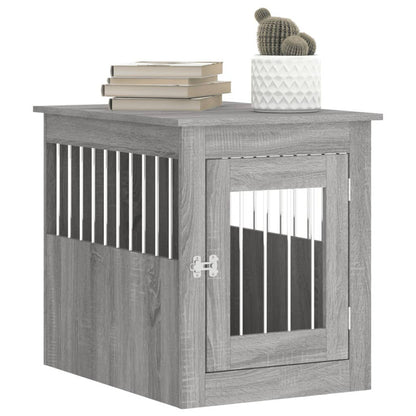 Jaula Para Perros En Mueble Estilo Gris Sonoma 55x75x65 Cm Material De Madera_3