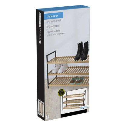 Well Home Zapatero De Bambú Con 3 Estantes En Metal Y Bambú 70x30x48,5cm