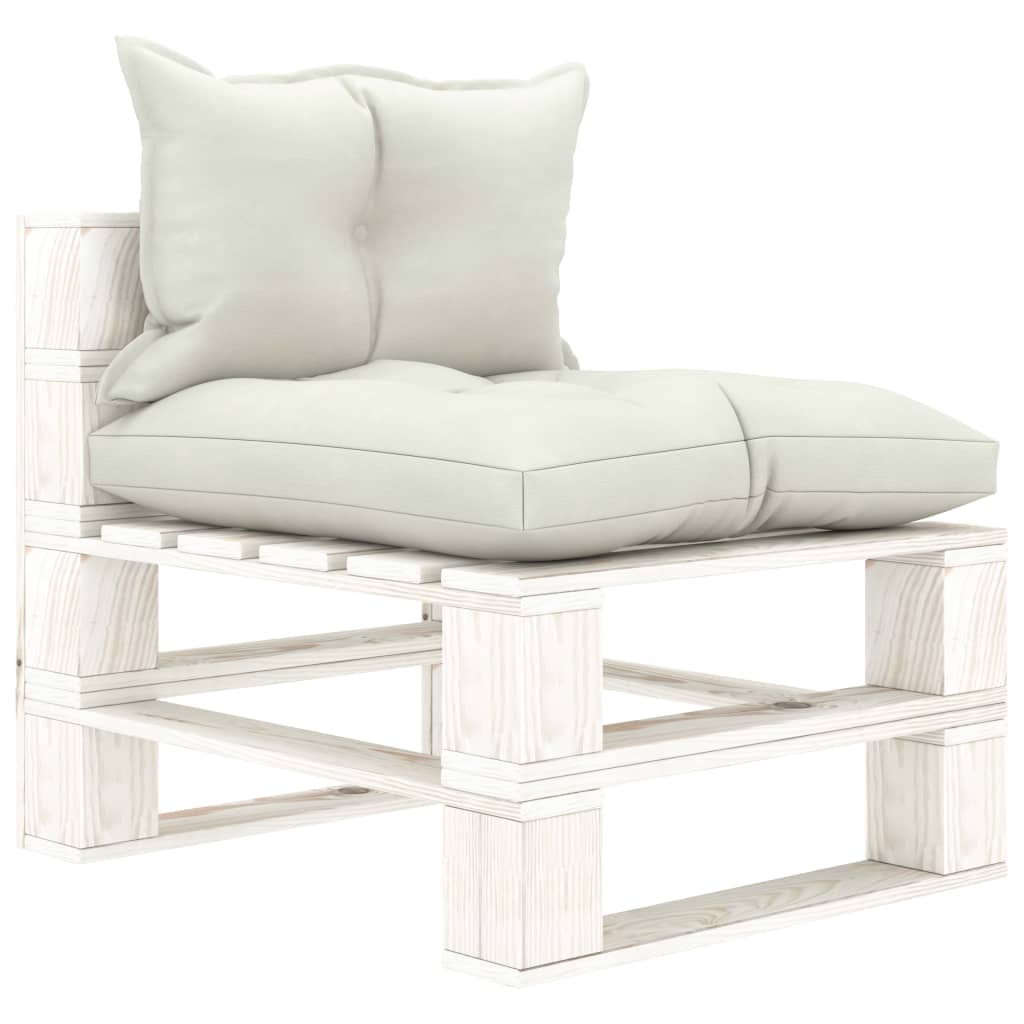Vidaxl Sofá Central De Palets Para Jardín Madera Con Cojines Beige_0