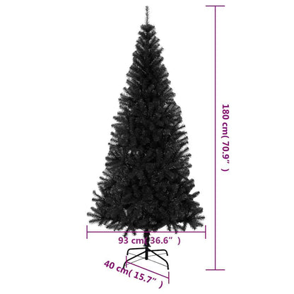 Vidaxl Árbol De Navidad Artificial Con Soporte Pvc Negro 180 Cm_2