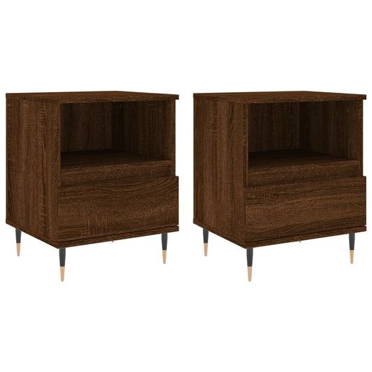 Mesitas Noche 2 Uds Madera Ingeniería Marrón Roble 40x35x50 Cm_0