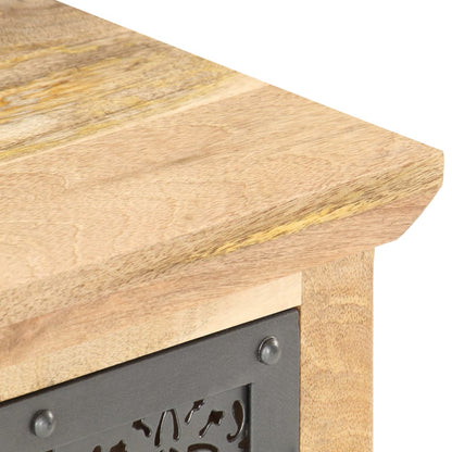 Mesita De Noche Con Puerta Madera Maciza De Mango 40x30x50 Cm_3