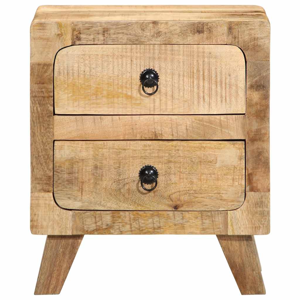 Mesita De Noche De Madera Maciza De Mango Rugosa 40x32x46 Cm_0