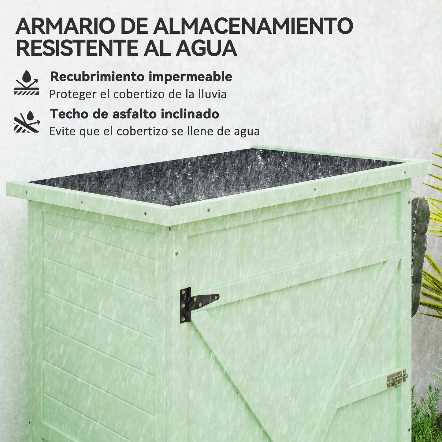 Outsunny Caseta De Jardín De Madera 75x56x115 Cm Con 3 Estantes Puerta Pestillo_4