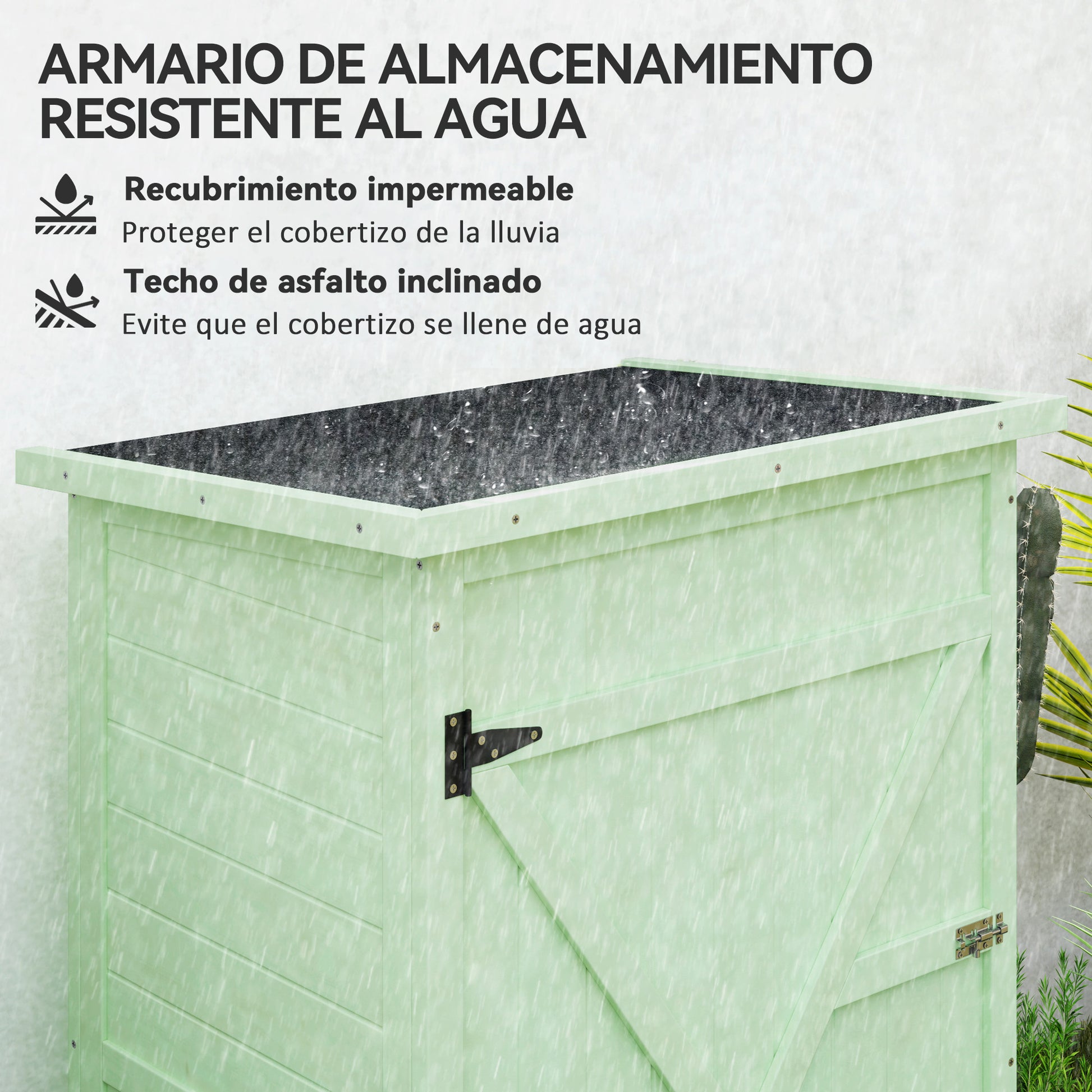 Outsunny Caseta De Jardín De Madera 75x56x115 Cm Con 3 Estantes Puerta Pestillo_4