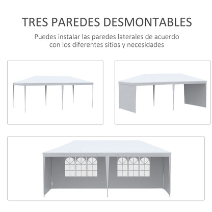 Outsunny Carpa De Jardín 6x3m Con 4 Paredes Laterales 2 Ventanas Visibles Blanco_5