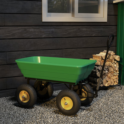 Outsunny Carro De Jardín Con Carrocería Inclinable 109x52x94 Cm Verde Oscuro_4