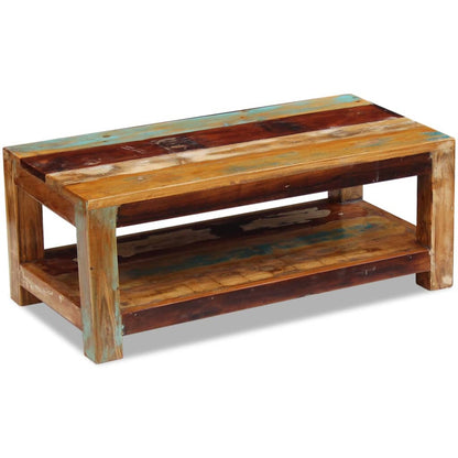 Mesa De Centro Madera Maciza Reciclada 90x45x35 Cm._2
