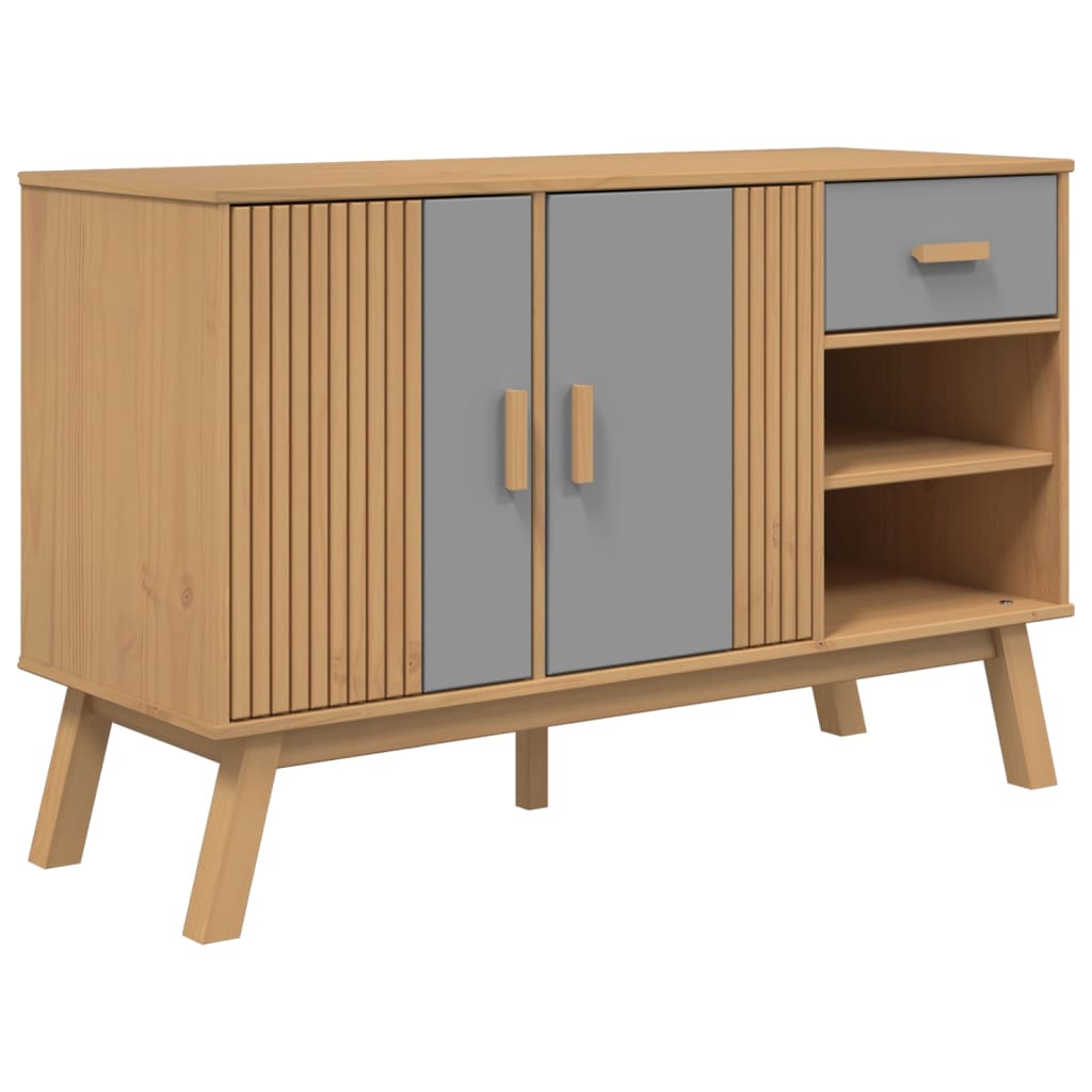 Aparador Olden Madera Maciza Pino Gris Y Marrón 114x43x73,5 Cm / Vetonek_1