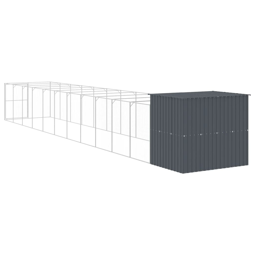 Caseta Perros Con Corral Acero Galvanizado Gris 214x1273x181 Cm_4