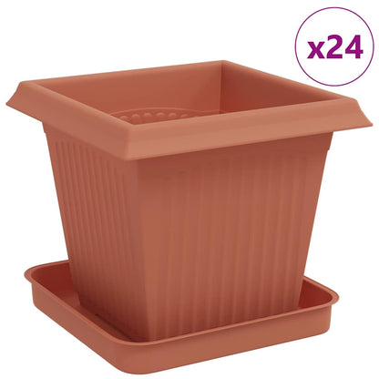 Macetas 24 Pcs Rojo Ladrillo 16 X 16 X 14 Cm Plástico_0