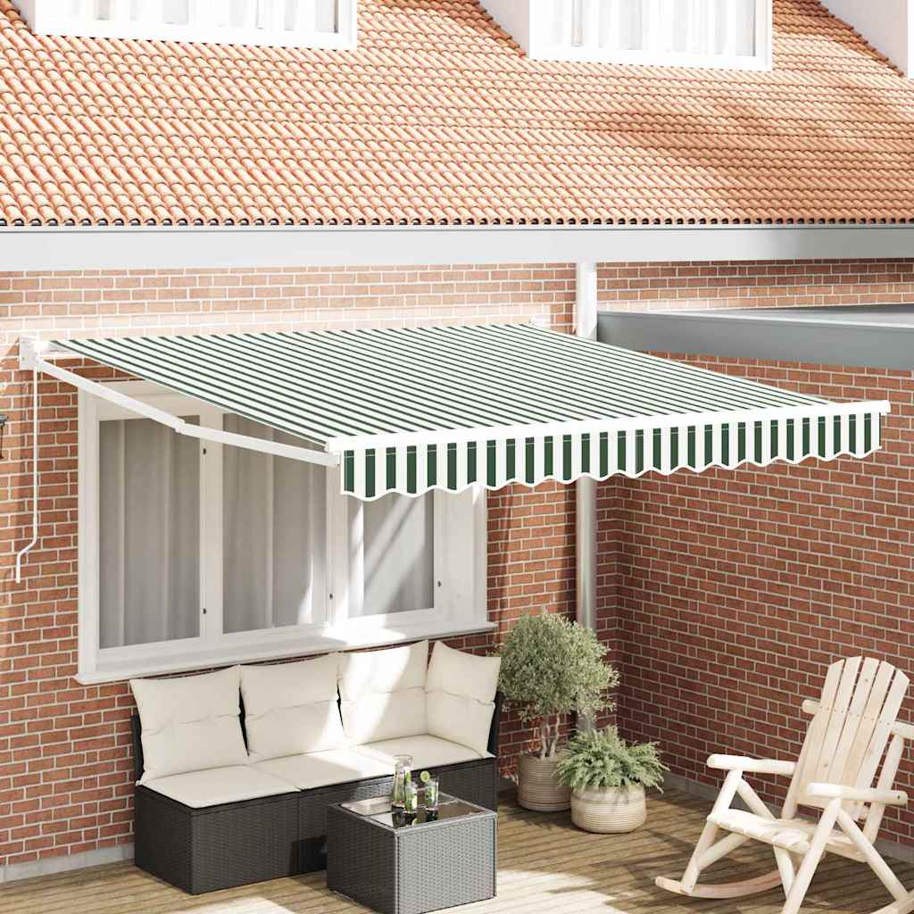 Toldo Retráctil Verde Y Blanco 350 X 250 Cm_1