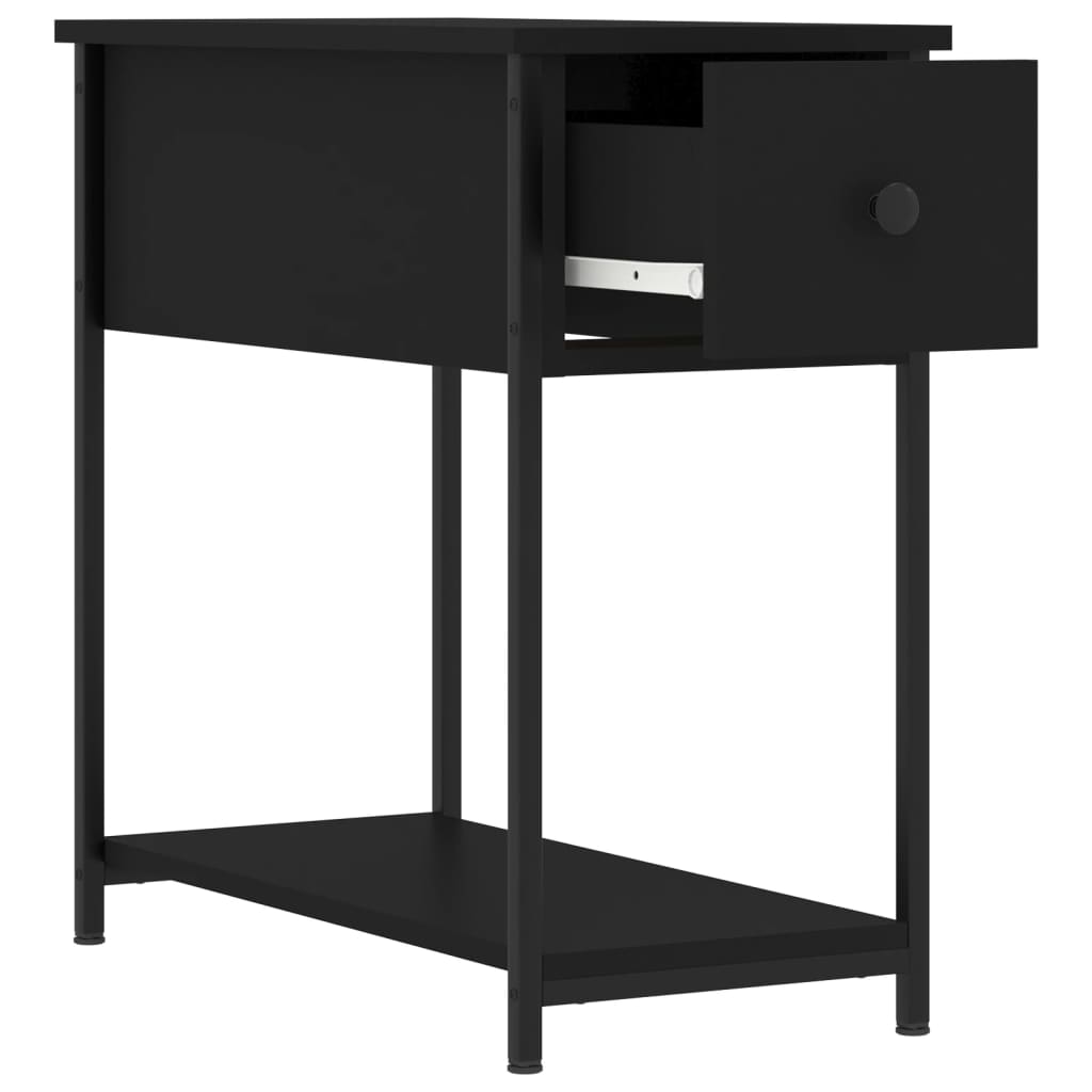 Mesita De Noche Madera De Ingeniería Negra 30x60x60 Cm_4