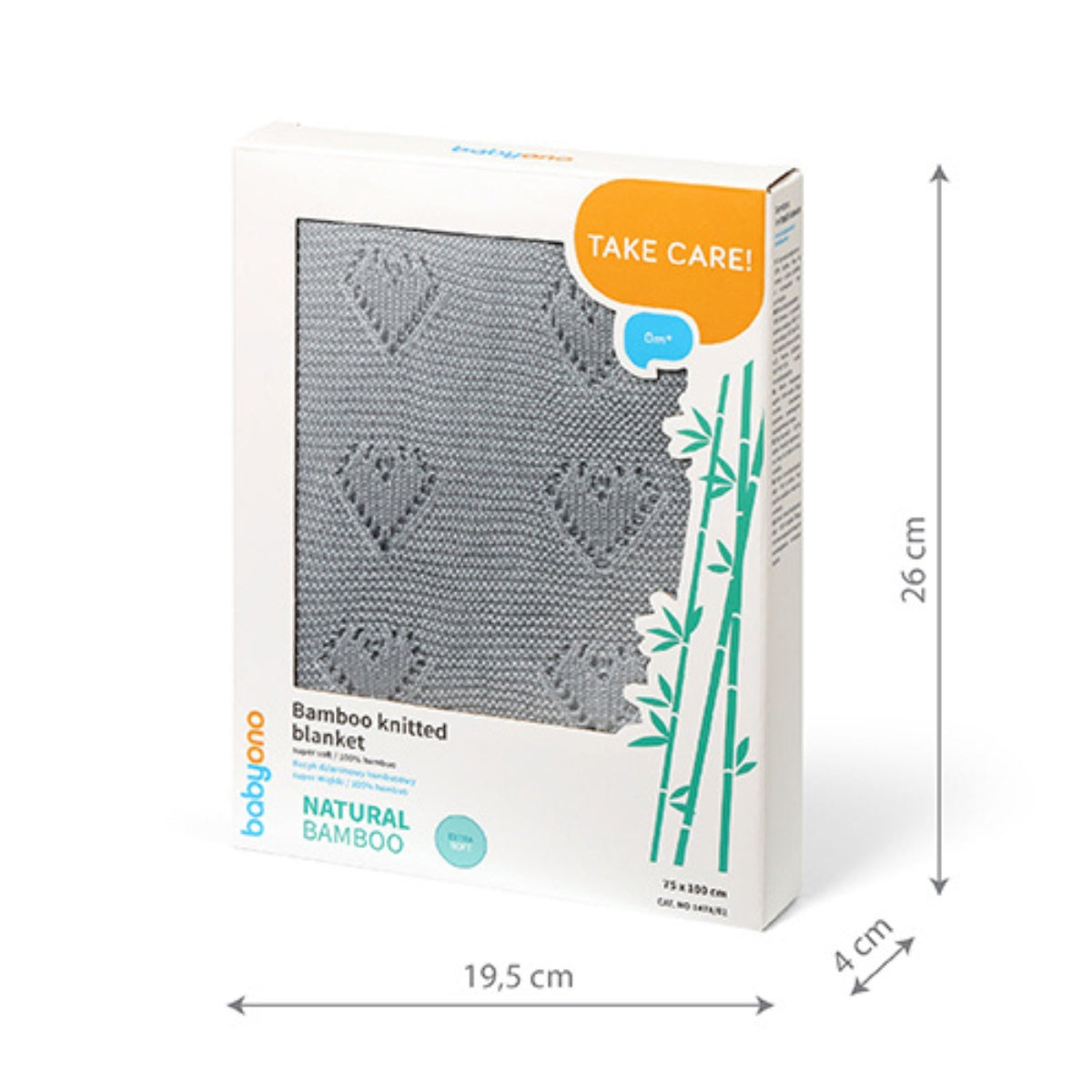 Manta Natural Para Bebé Corazones 100% Bambú Gris_2