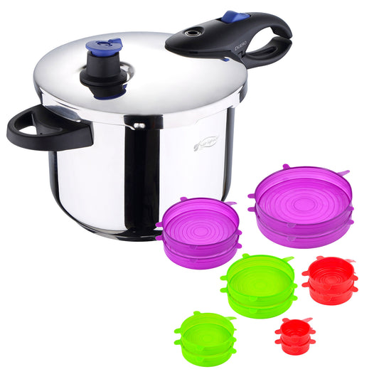 Olla A Presión Ø24cm 9l En Acero Inox + Set De 12 Tapas Silicona San Ignacio_0