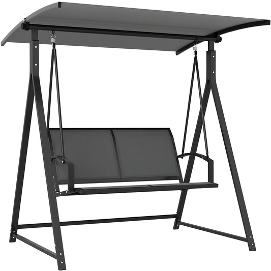 Outsunny Columpio De Jardín De 2 Plazas Con Toldo Ajustable 160x112x162 Cm Gris_0