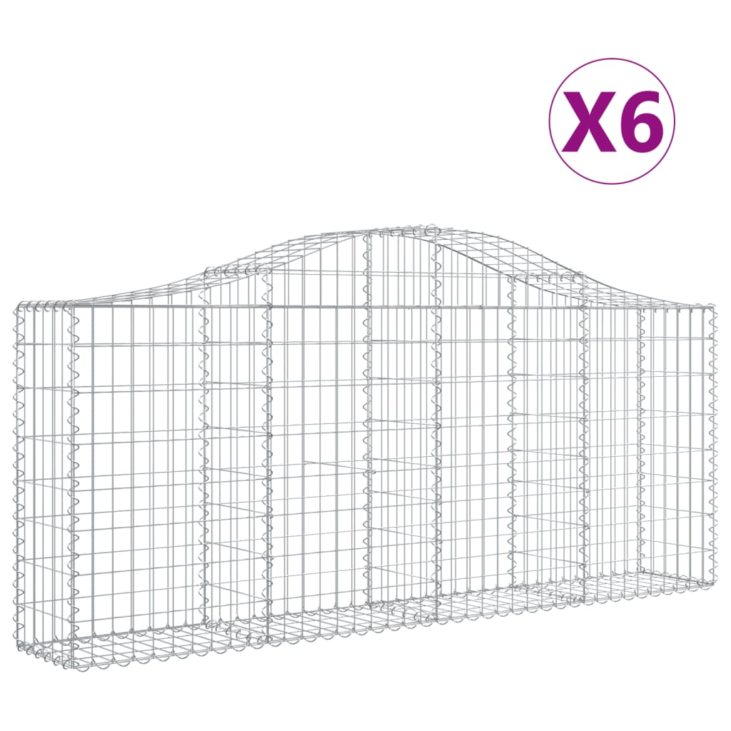 Cestas De Gaviones 6 Uds Forma De Arco Hierro 200x30x80/100 Cm_0