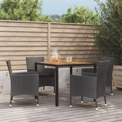 Vidaxl Set De Muebles Jardín 5 Pzas Con Cojines Ratán Sintético Negro_1
