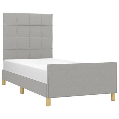 Estructura De Cama Con Cabecero De Tela Gris Claro 80x200 Cm / Vetonek_4