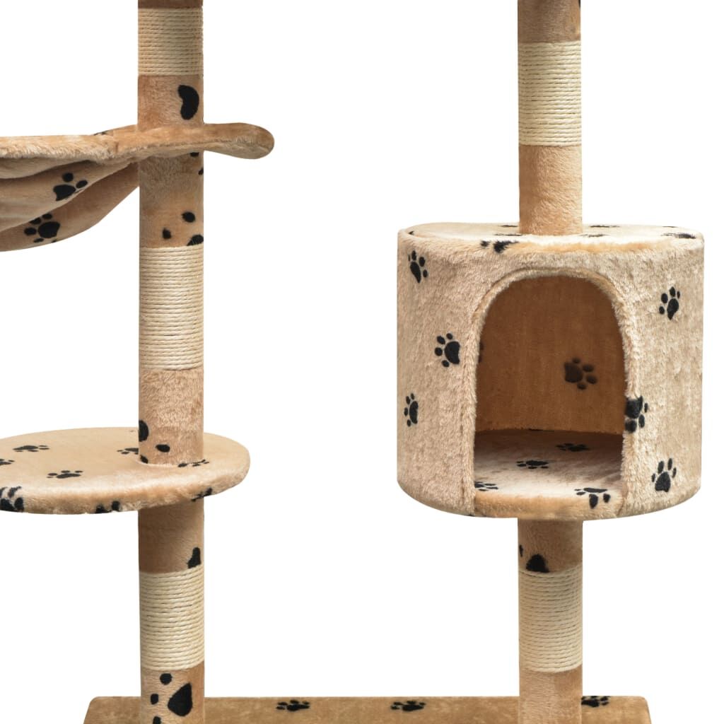 Vidaxl Rascador Para Gatos Poste Rascador De Sisal 125cm Huellas Beige_2