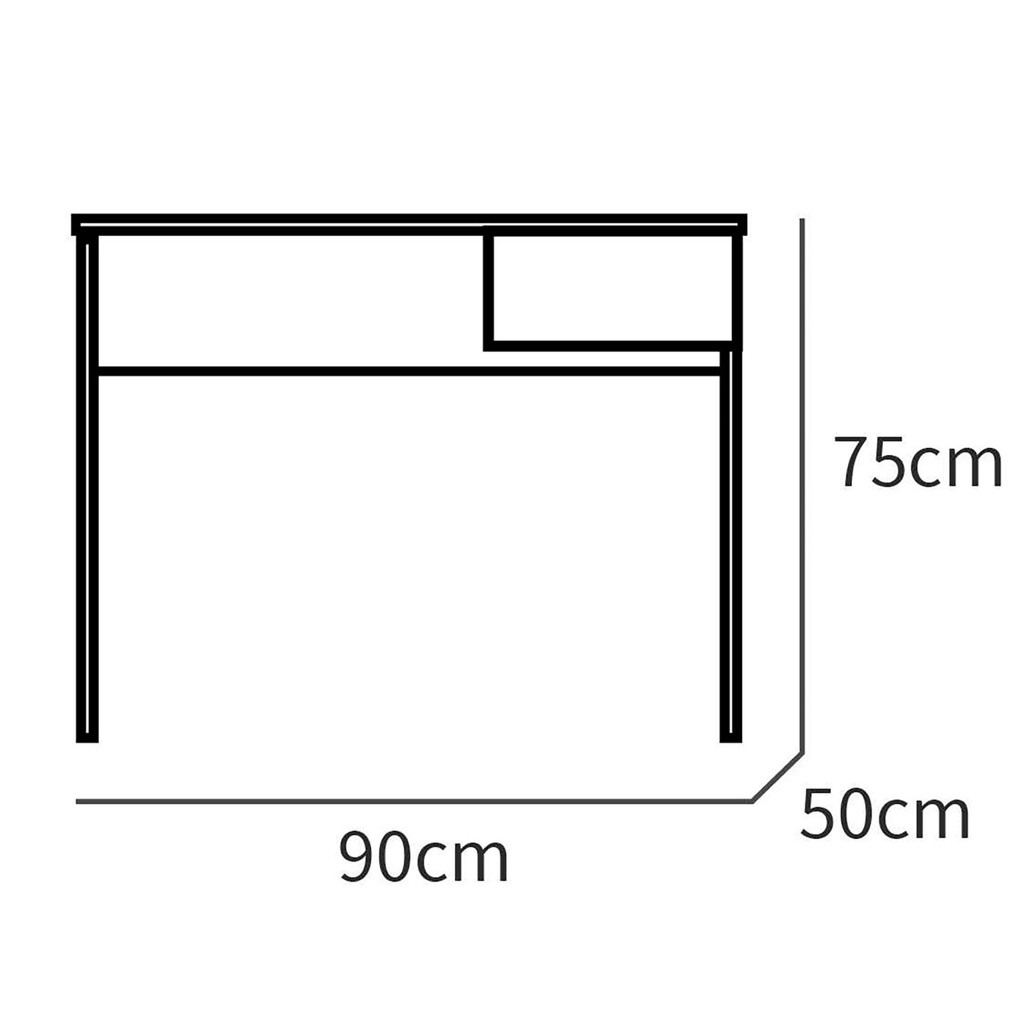 Escritorio, Mesa De Ordenador 75x90x50cm, 1 Cajón, Oficina, Habitación Juvenil, Desk, Briebe, Nova, Madera