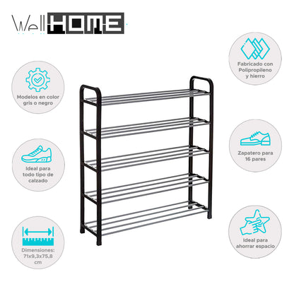 Wellhome Estantería Zapatos Metal Y Plástico_1