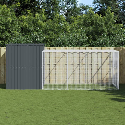 Vidaxl Caseta Perros Con Corral Acero Galvanizado Gris 214x457x181 Cm_1