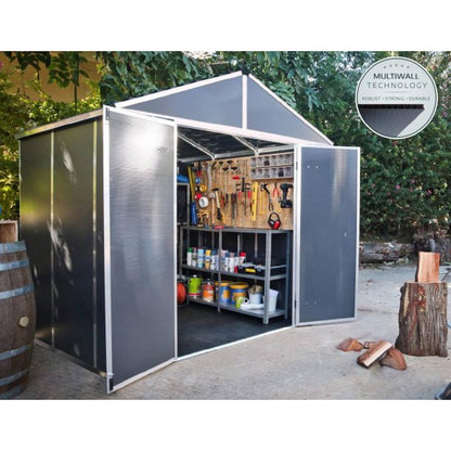 Cobertizo de jardín Rubicon 237x229 cm gris oscuro Canopia