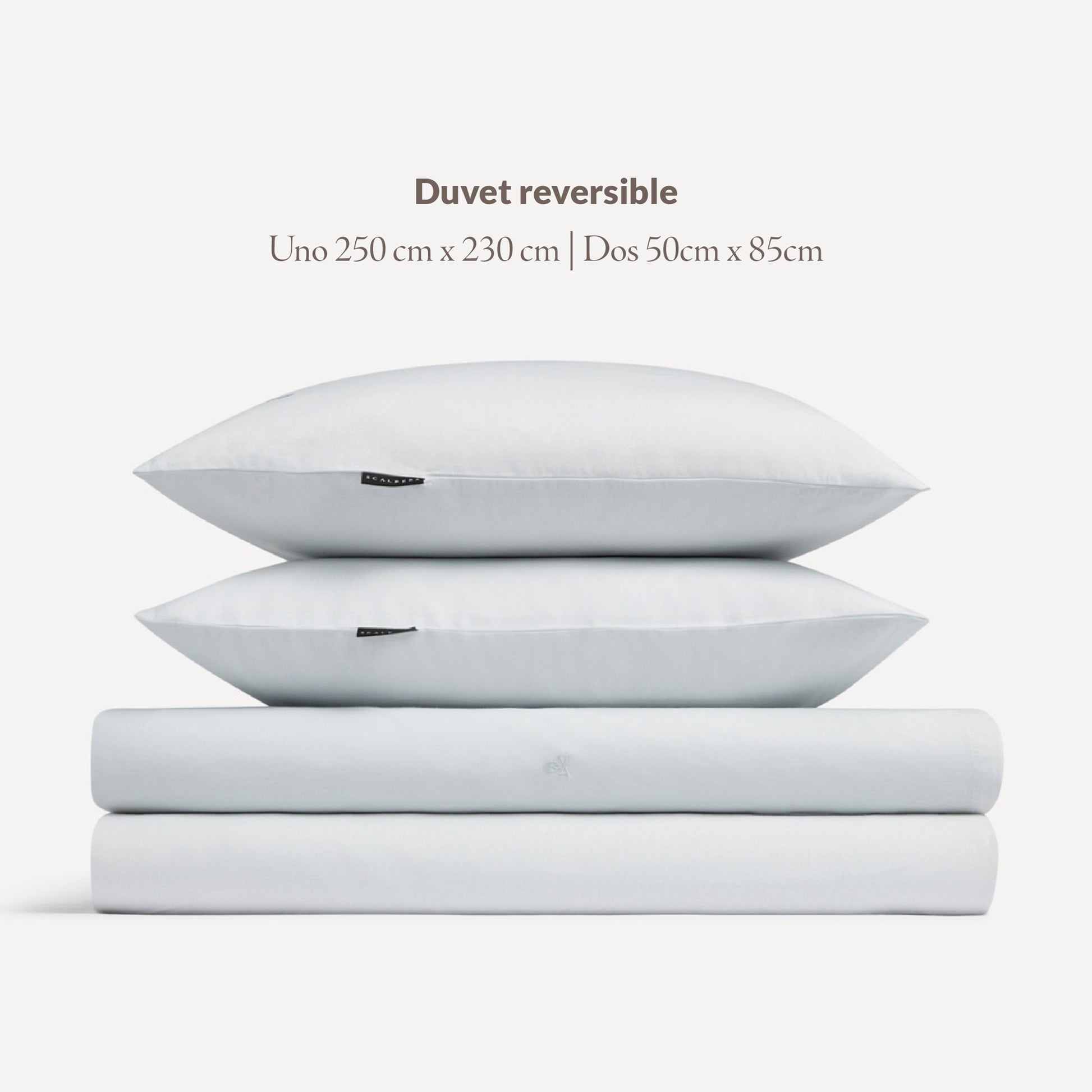 Set Cama 4pc (sábana Bajera 150x200+28cm + Sábana Encimera 230x270cm + 2 Fundas Almohada 50x85cm) 100% Algodón Gris Claro Scalpers Home_2