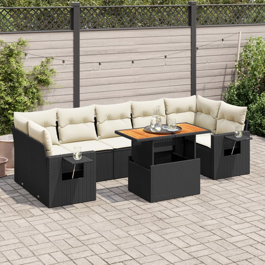 Set De Sofás De Jardín Y Cojines 8 Piezas Ratán Sintético Negro / Vetonek_3