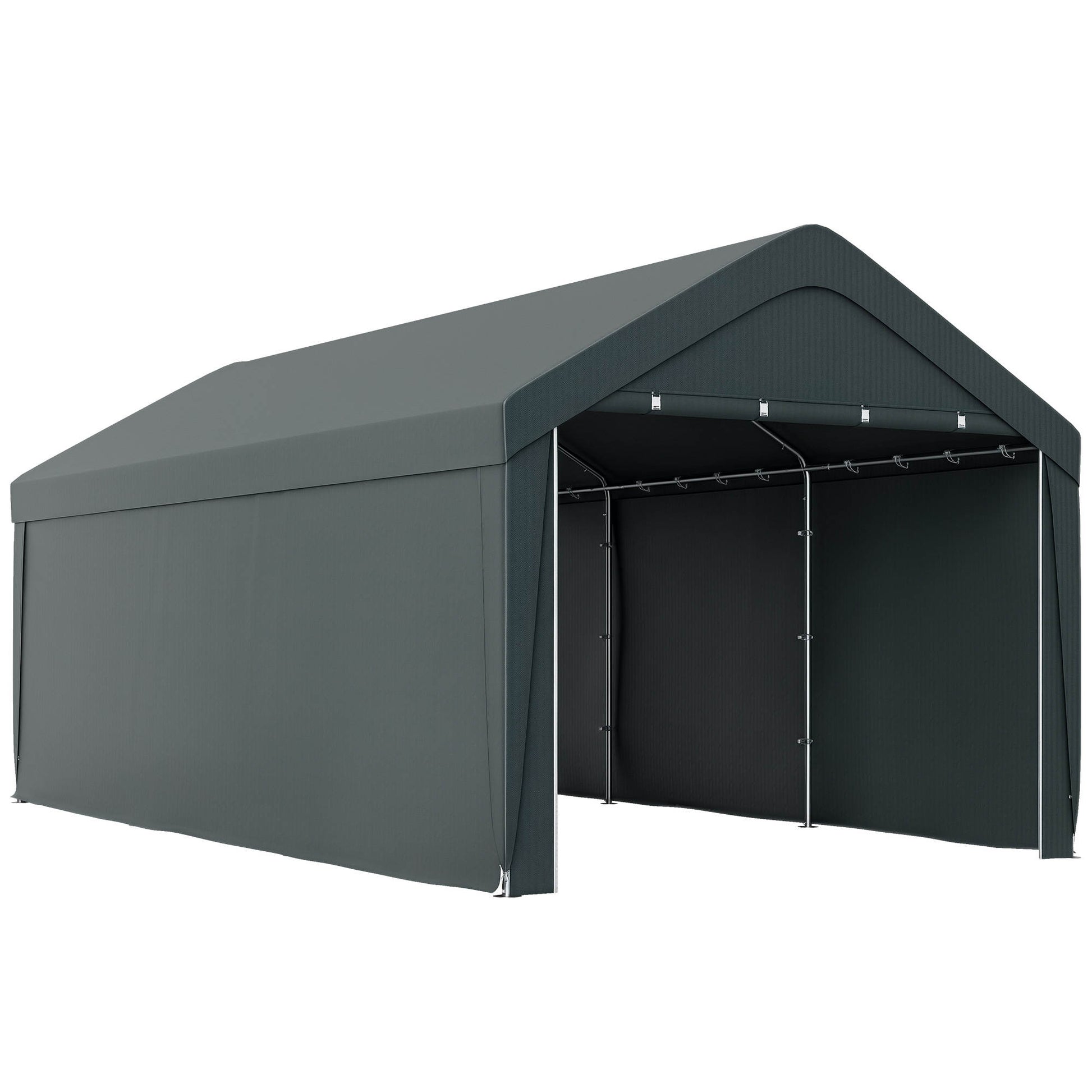 Outsunny Carpa Garaje 6x3 M Impermeable Con Paredes Laterales Desmontables Gris_0