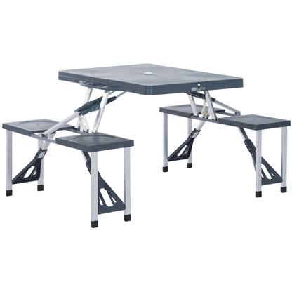 Outsunny Mesa Plegable De Camping Con 4 Asientos Agujero Para Sombrilla Picnic_0