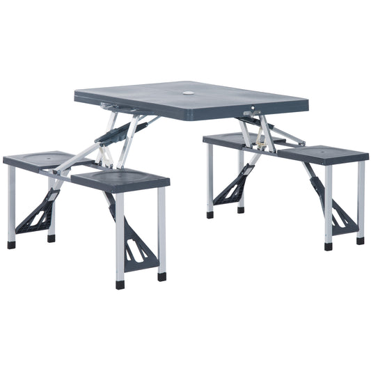 Outsunny Mesa Plegable De Camping Con 4 Asientos Agujero Para Sombrilla Picnic_0