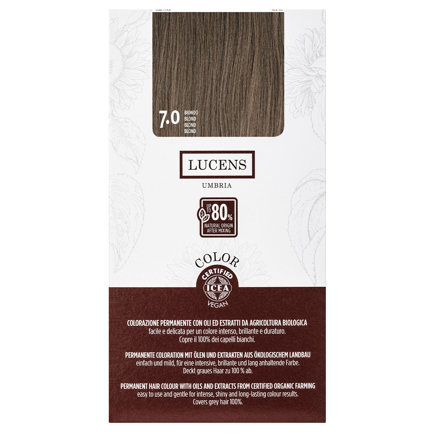 Lucens - Coloración Permanente 7.0 Rubio, Tinte De Pelo Con Alto Porcentaje De Ingredientes Naturales_0
