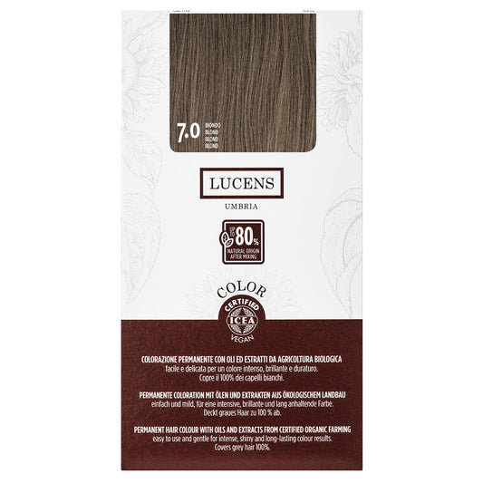 Lucens - Coloración Permanente 7.0 Rubio, Tinte De Pelo Con Alto Porcentaje De Ingredientes Naturales_0