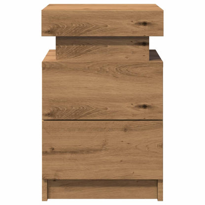 Mesitas Noche Con Led 2 Uds Madera Marrón Roble 35x39x55 Cm_4