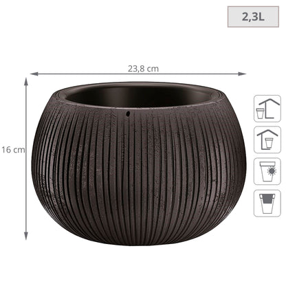 Prosperplast Beton Bowl De Plástico Con Depósito En Color Cemento Negro, 16,1 (alto) X 23,8 (ancho) X 23,8 (profundo) Cms_1