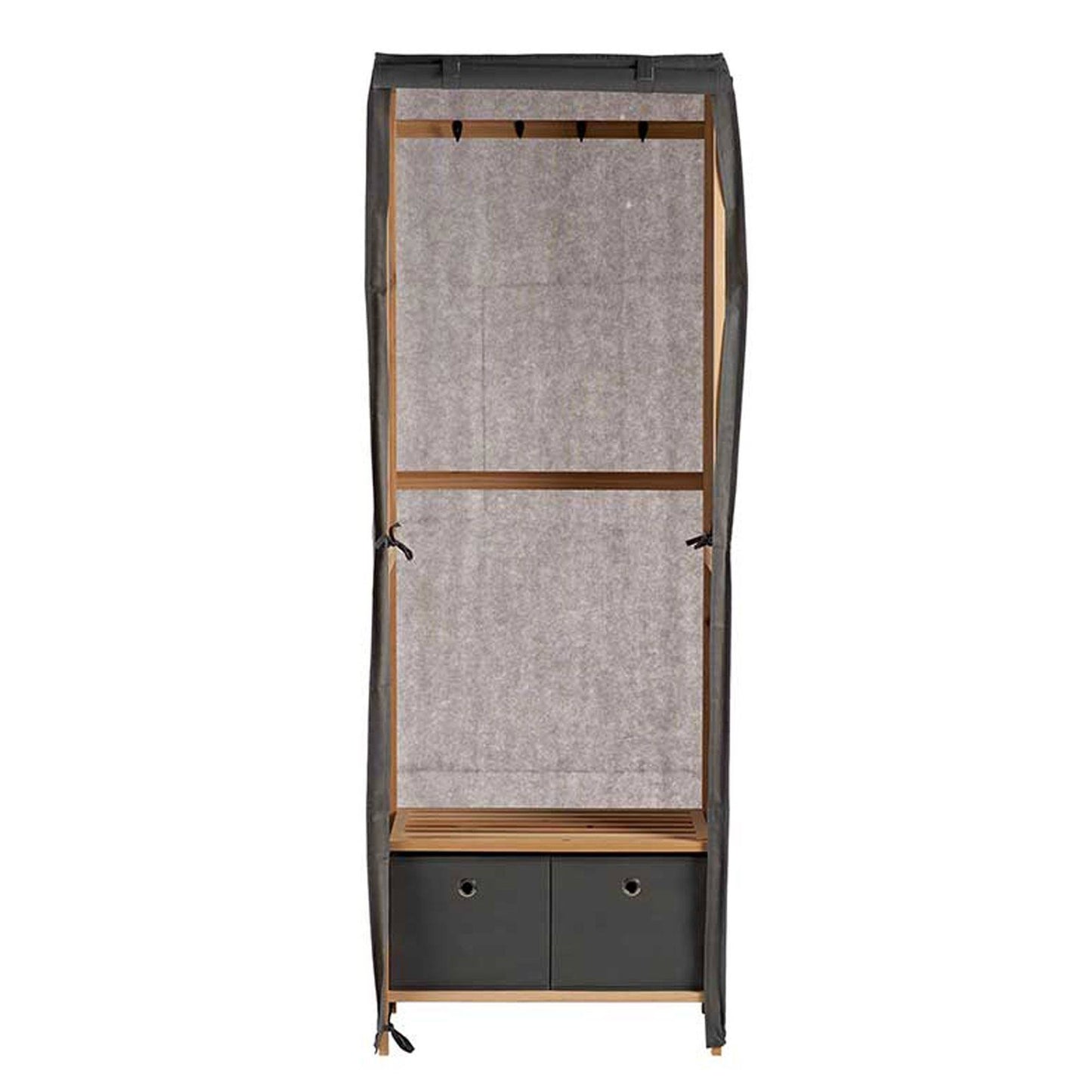 Perchero Tela Con 2 Cajones Grises Kipit – Organiza Con Estilo Y Práctica