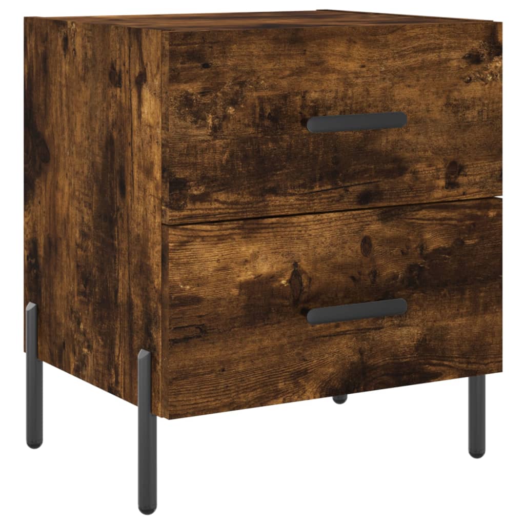 Mesita De Noche Madera Ingeniería Roble Ahumado 40x35x47,5 Cm_0
