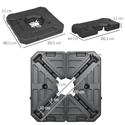Outsunny 2 Pesos Para Base De Sombrilla Rellenable De Arena 110kg 88,5x88,5x12cm_2