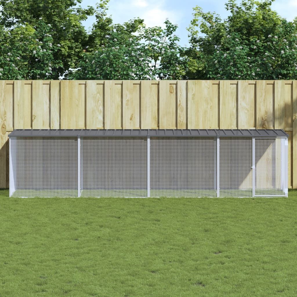 Vidaxl Gallinero Con Techo Acero Galvanizado Antracita 403x98x90 Cm_1