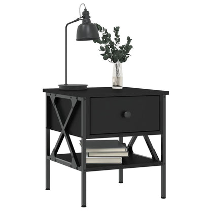 Mesita De Noche Madera De Ingeniería Negro 40x42x45 Cm_1