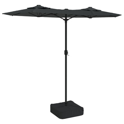 Vidaxl Sombrilla Doble De Jardín Con Luces Led Antracita 316x145 Cm_0